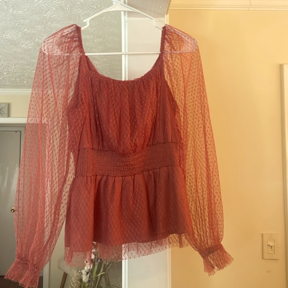 Calligraphie See through Long Sleeve Top